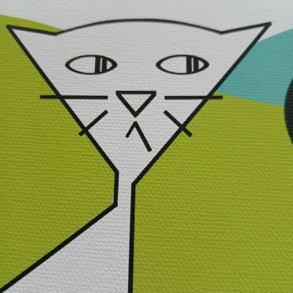 Original Signed Framed Print "Circles" Pawlie n Ester Cat Series MCM Style Frame - Picture 5 of 7